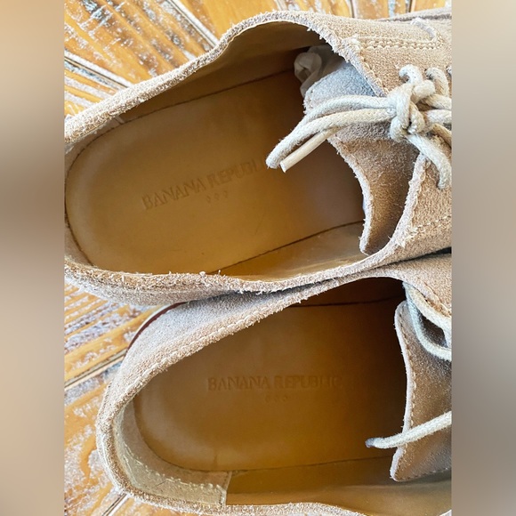 NWT Banana Republic Men’s Light Tan Sueded Oxford Shoes in Size 11 - Picture 5 of 6